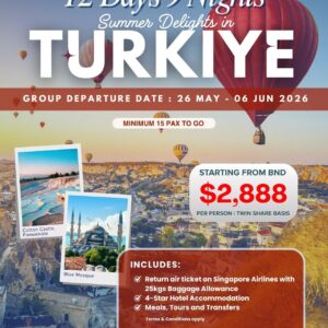 12D9N (MAY-JUN) Turkiye Tour Package Istanbul - Bursa - Pamukkale - Konya - Cappadocia - Ankara