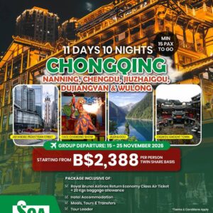 11 DAYS 10 NIGHTS CHONGQING CHINA MUSLIM GROUP TOUR NANNING / CHENGDU / JIUZHAIGOU / DUJIANGYAN / CHONGQING / WULONG (AUTUMN)
